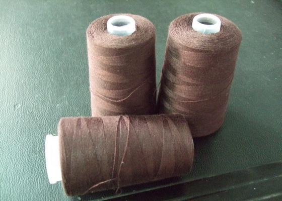 Brown 20s 100% Polyester Sewing Thread For Leather Garments