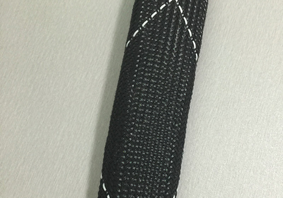 Black Grey White PET and Nylon Braided Expandable Sleeving for Automobile , AC Motor , Heater