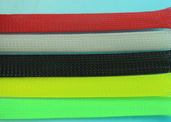 Black Grey White PET and Nylon Braided Expandable Sleeving for Automobile , AC Motor , Heater