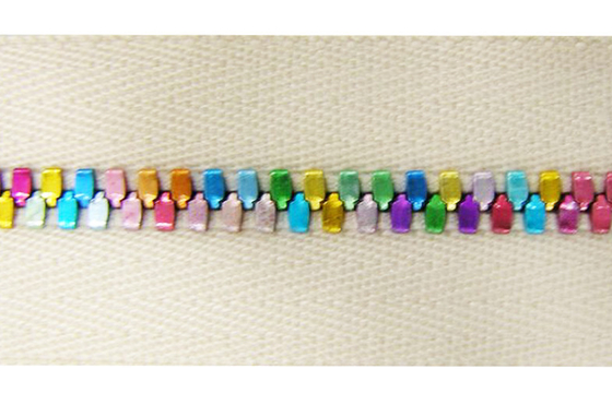 5# Metal Handbag Zipper With Multi Colored Teeth And Polyester Yarn Tape
