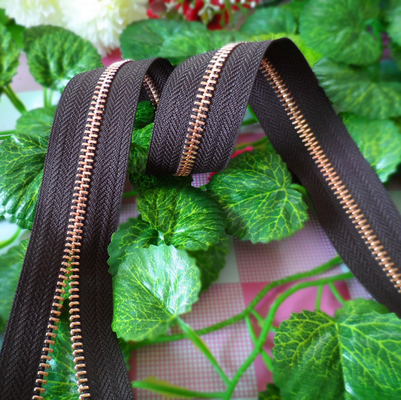 No.5 Long Chain Metal Zippers With Black Tape , decorative zipper For Luggge