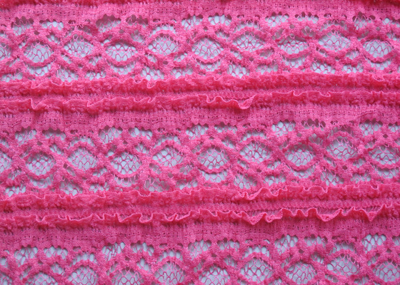 Rosa lavorati all'uncinetto merlettano l'elastam di nylon 92% Strizzacervelli-resistente CY-LW0220 di allungamento 8% del tessuto